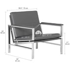 Fauteuil d'appoint du milieu du siècle en métal et cuir reconstitué