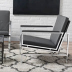 Fauteuil d'appoint du milieu du siècle en métal et cuir reconstitué