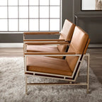 Fauteuil d'appoint du milieu du siècle en métal et cuir reconstitué
