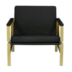 Fauteuil d'appoint du milieu du siècle en métal et cuir reconstitué