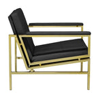 Fauteuil d'appoint du milieu du siècle en métal et cuir reconstitué
