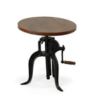 Table d'appoint à hauteur réglable avec plateau en manguier et base en fonte