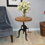 Table d'appoint à hauteur réglable avec plateau en manguier et base en fonte