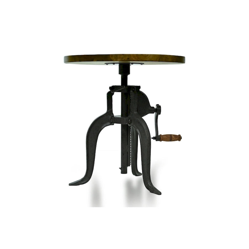 Table d'appoint à hauteur réglable avec plateau en manguier et base en fonte