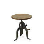 Table d'appoint à hauteur réglable avec plateau en manguier et base en fonte