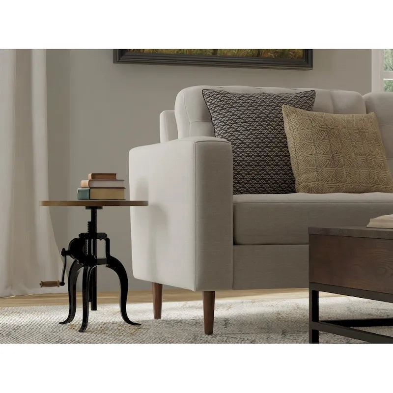 Table d'appoint à hauteur réglable avec plateau en manguier et base en fonte