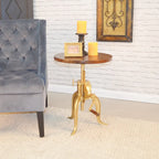 Table d'appoint à hauteur réglable avec plateau en manguier et base en fonte