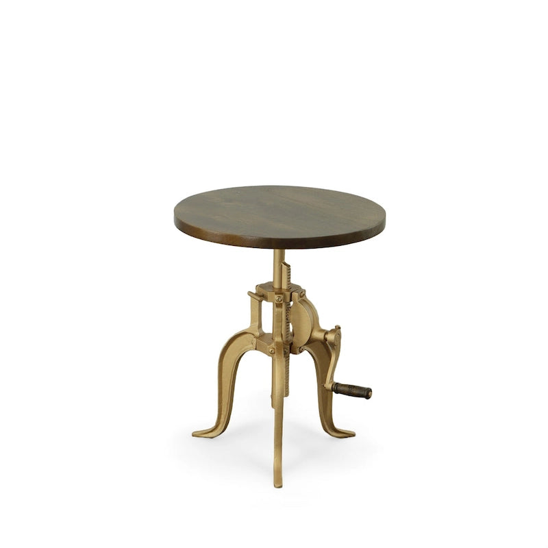 Table d'appoint à hauteur réglable avec plateau en manguier et base en fonte