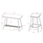 Ensemble table de bar et 2 tabourets Kaylen Modern de Furniture of America, avec piètement en acier