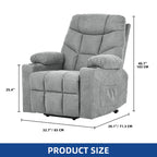 Fauteuil inclinable électrique releveur Moasis gris en tissu pour personnes âgées