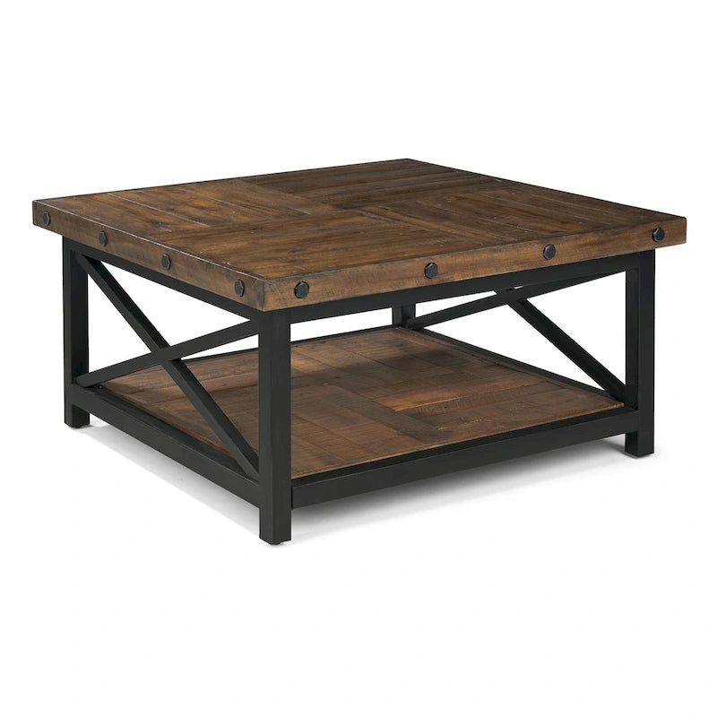 Table basse carrée en bois marron