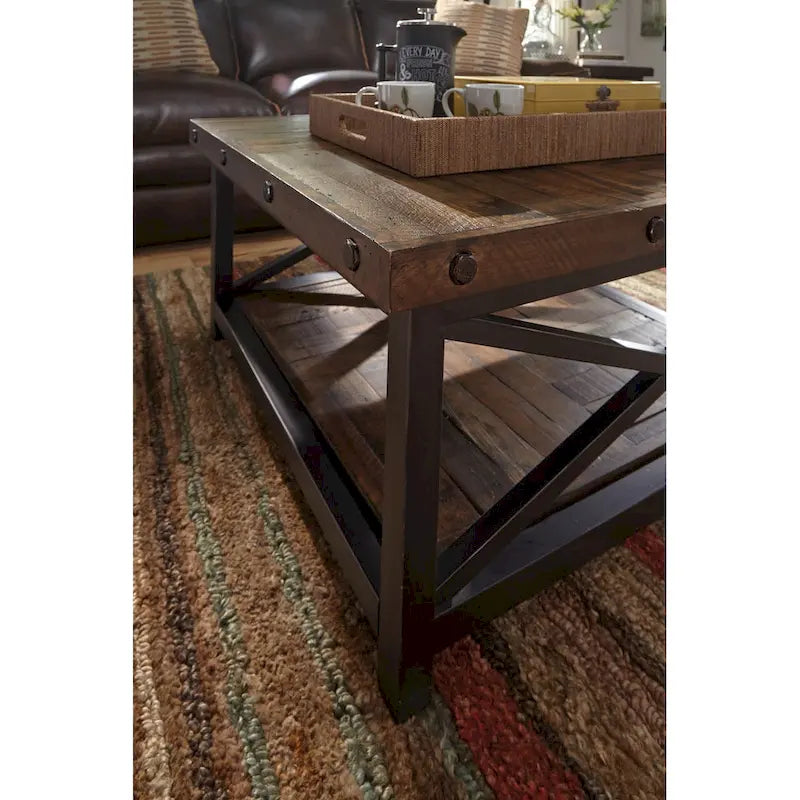 Table basse carrée en bois marron