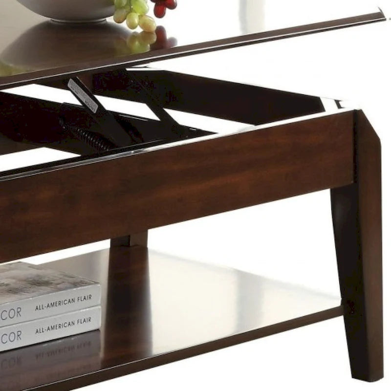 Table basse rectangulaire relevable avec étagère inférieure