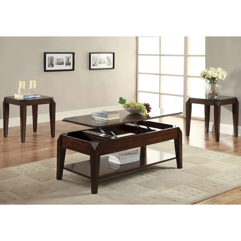 Table basse rectangulaire relevable avec étagère inférieure
