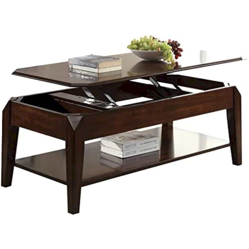 Table basse rectangulaire relevable avec étagère inférieure