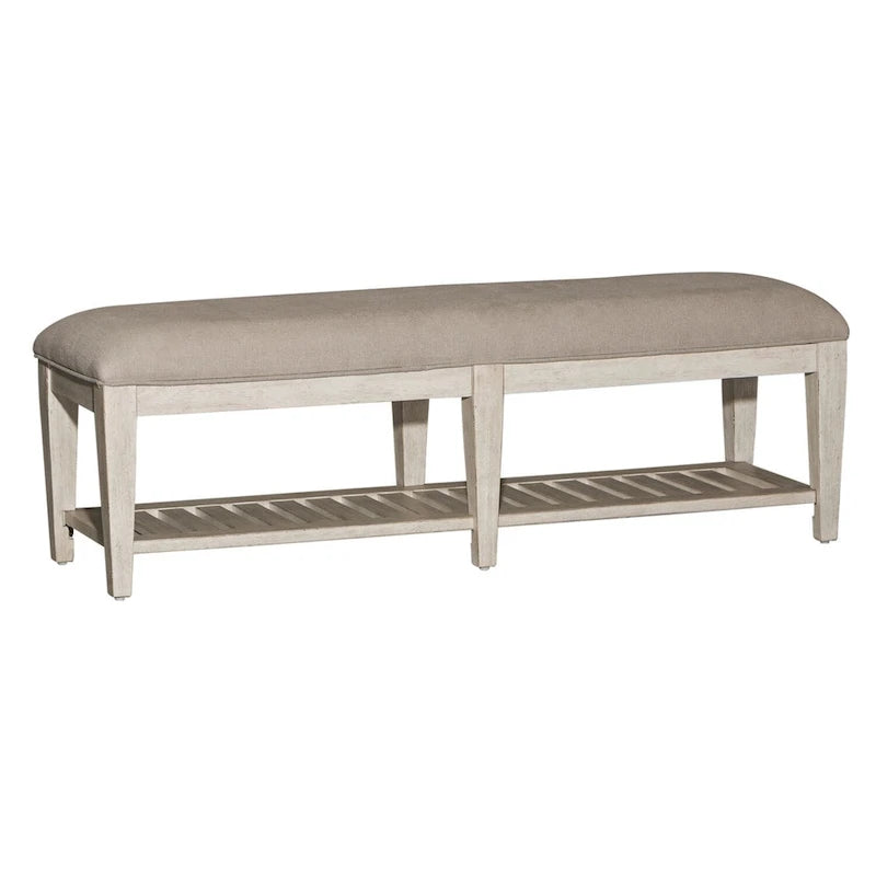 Banquette de lit rembourrée en tissu « Antique White Tobacco »