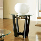 Tables d'appoint en verre (lot de 3) avec base noire