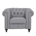 Collection Élégance Chesterfield : Causeuse et fauteuil d'appoint à accoudoirs roulés pour salon, bureau, réception