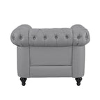 Collection Élégance Chesterfield : Causeuse et fauteuil d'appoint à accoudoirs roulés pour salon, bureau, réception