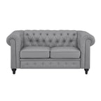 Collection Élégance Chesterfield : Causeuse et fauteuil d'appoint à accoudoirs roulés pour salon, bureau, réception