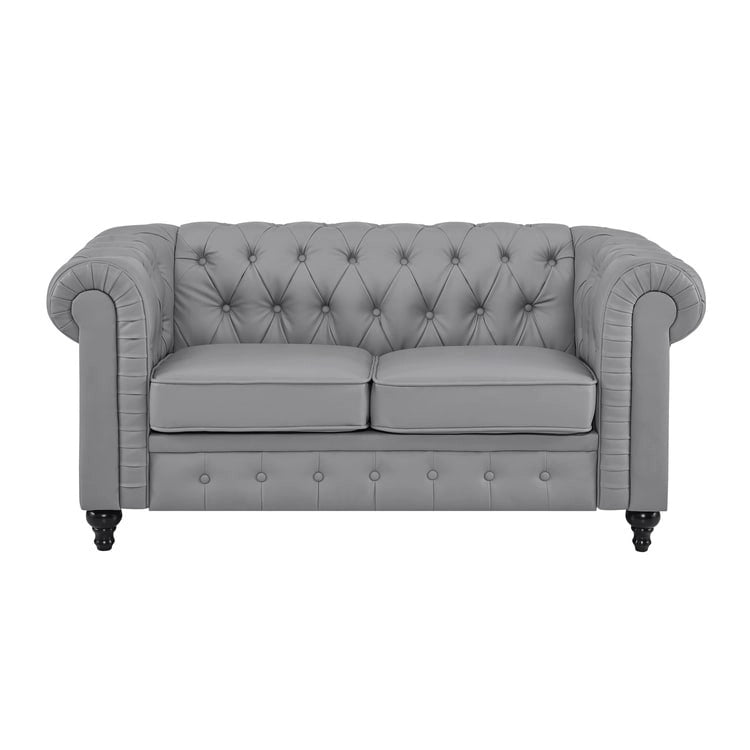 Collection Élégance Chesterfield : Causeuse et fauteuil d'appoint à accoudoirs roulés pour salon, bureau, réception
