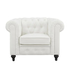 Collection Élégance Chesterfield : Causeuse et fauteuil d'appoint à accoudoirs roulés pour salon, bureau, réception