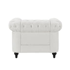 Collection Élégance Chesterfield : Causeuse et fauteuil d'appoint à accoudoirs roulés pour salon, bureau, réception