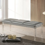Banc rembourré de chambre à coucher en similicuir transparent Glam Xian par Furniture of America