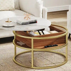 Round Lift Top Extendable Frame Coffee Table with Hide Storage