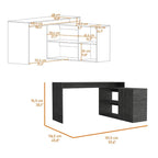 Bureau d'angle avec deux étagères et un placard à une porte