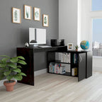 Bureau d'angle avec deux étagères et un placard à une porte