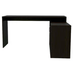Bureau d'angle avec deux étagères et un placard à une porte
