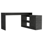 Bureau d'angle avec deux étagères et un placard à une porte