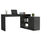 Bureau d'angle avec deux étagères et un placard à une porte