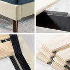 Cadre de lit plateforme capitonné beige à motif diamant