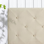 Cadre de lit plateforme capitonné beige à motif diamant