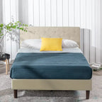 Cadre de lit plateforme capitonné beige à motif diamant
