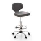 Tabouret roulant réglable pivotant en cuir synthétique pour chaise de bureau avec roulettes