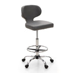 Tabouret roulant réglable pivotant en cuir synthétique pour chaise de bureau avec roulettes