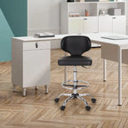 Tabouret roulant réglable pivotant en cuir synthétique pour chaise de bureau avec roulettes