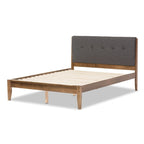 Lit plateforme en tissu et bois de style Mid-Century