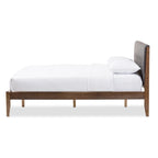 Lit plateforme en tissu et bois de style Mid-Century