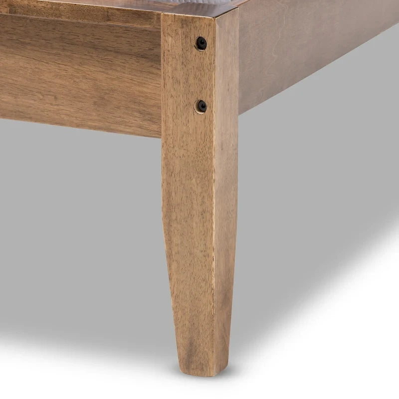 Lit plateforme en tissu et bois de style Mid-Century