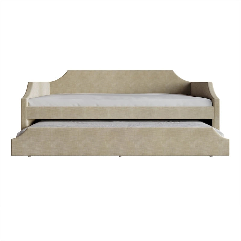 Lit de repos double en lin Elegance avec lit gigogne