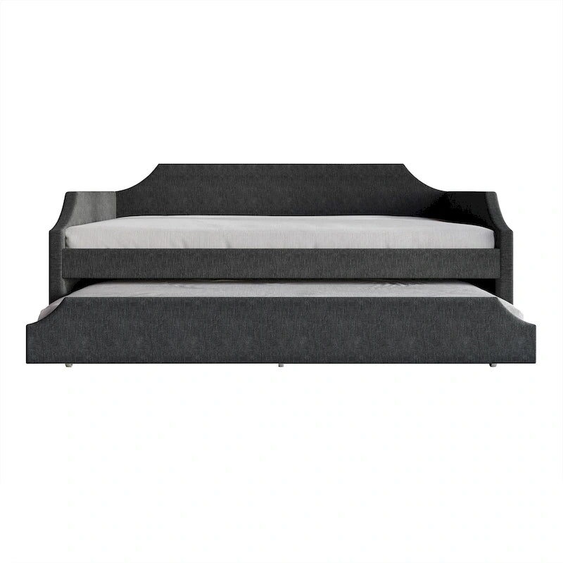 Lit de repos double en lin Elegance avec lit gigogne