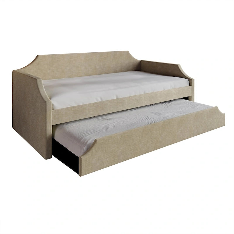 Lit de repos double en lin Elegance avec lit gigogne