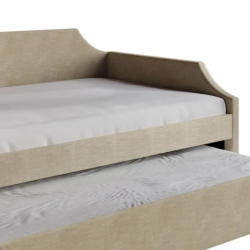 Lit de repos double en lin Elegance avec lit gigogne