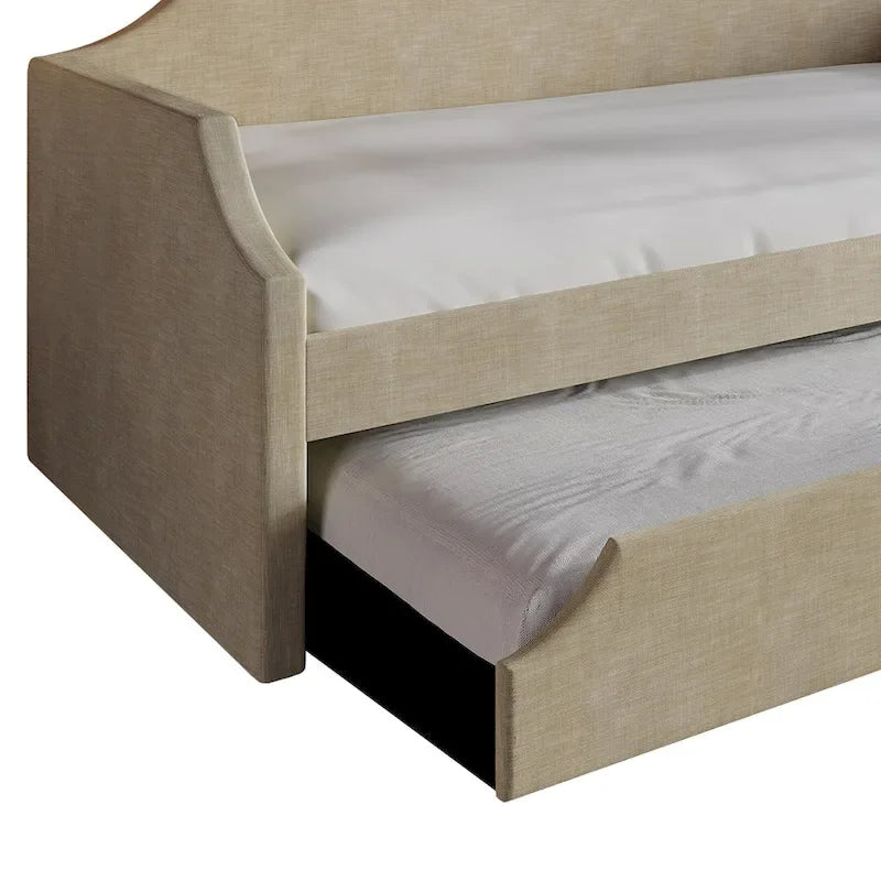 Lit de repos double en lin Elegance avec lit gigogne