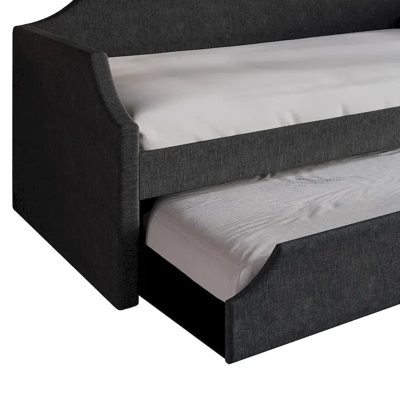 Lit de repos double en lin Elegance avec lit gigogne