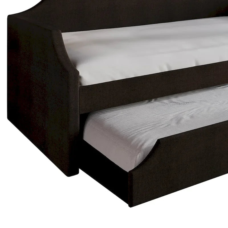 Lit de repos double en lin Elegance avec lit gigogne
